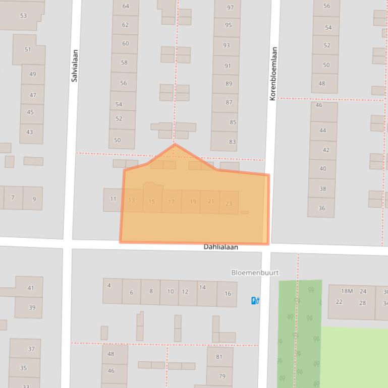 Kaart van postcodegebied 2343XG.