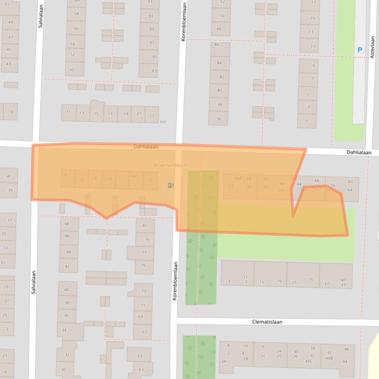 Kaart van postcodegebied 2343XH.