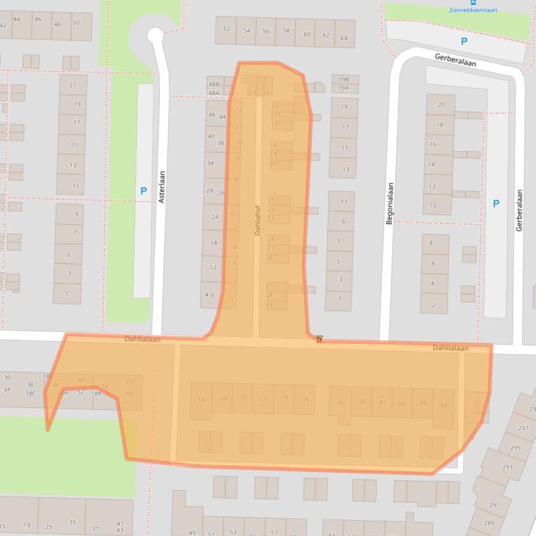 Kaart van postcodegebied 2343XJ.