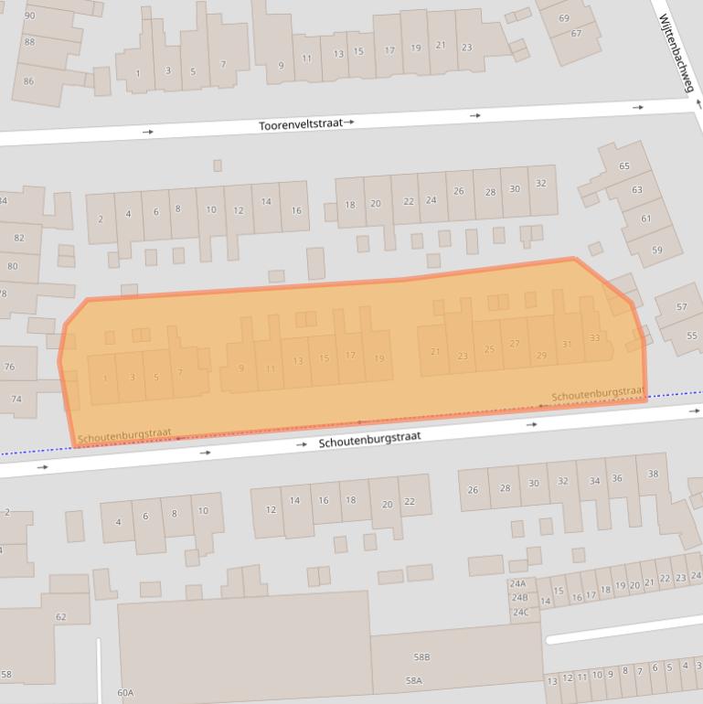 Kaart van postcodegebied 2343XS.