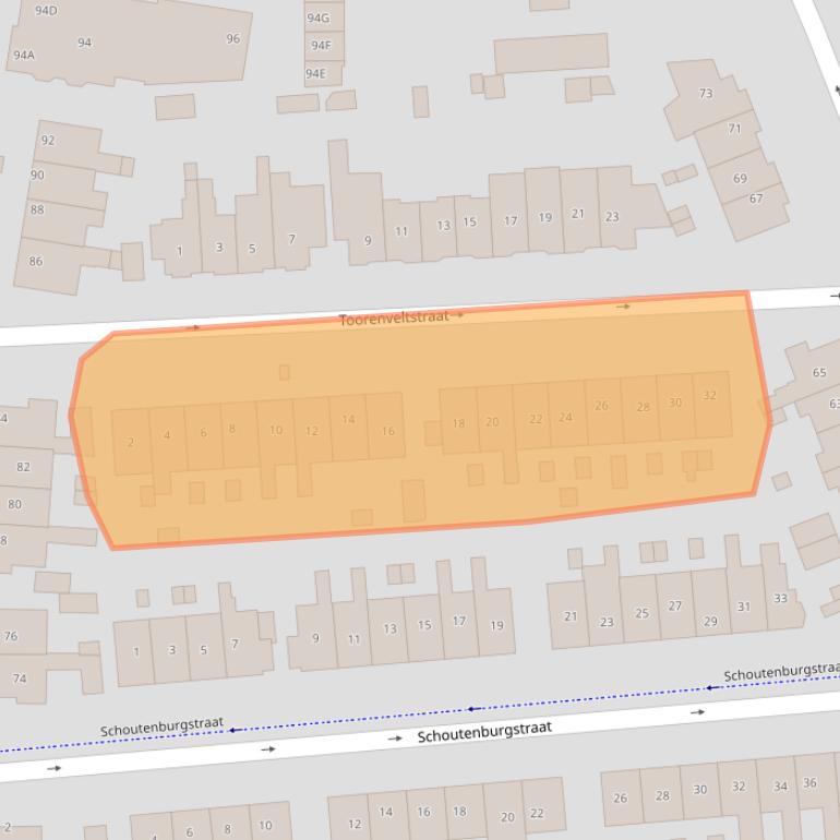 Kaart van postcodegebied 2343XV.