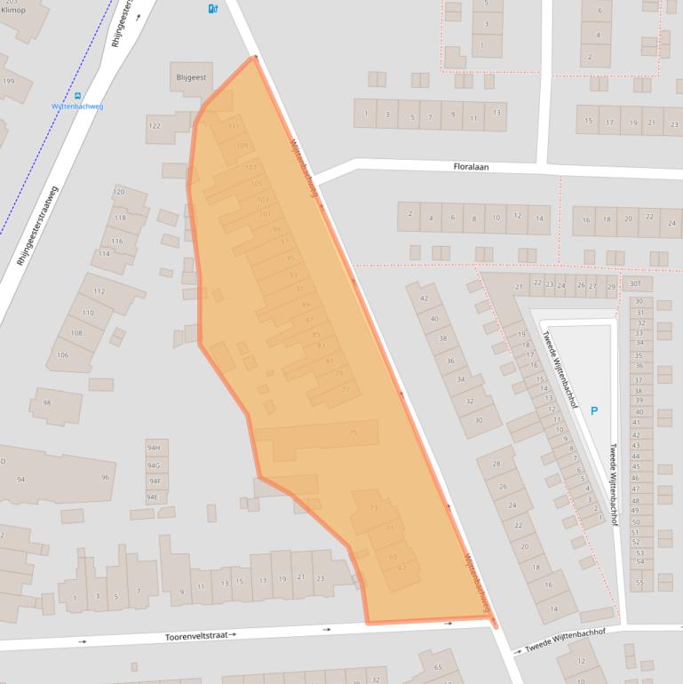 Kaart van postcodegebied 2343XX.