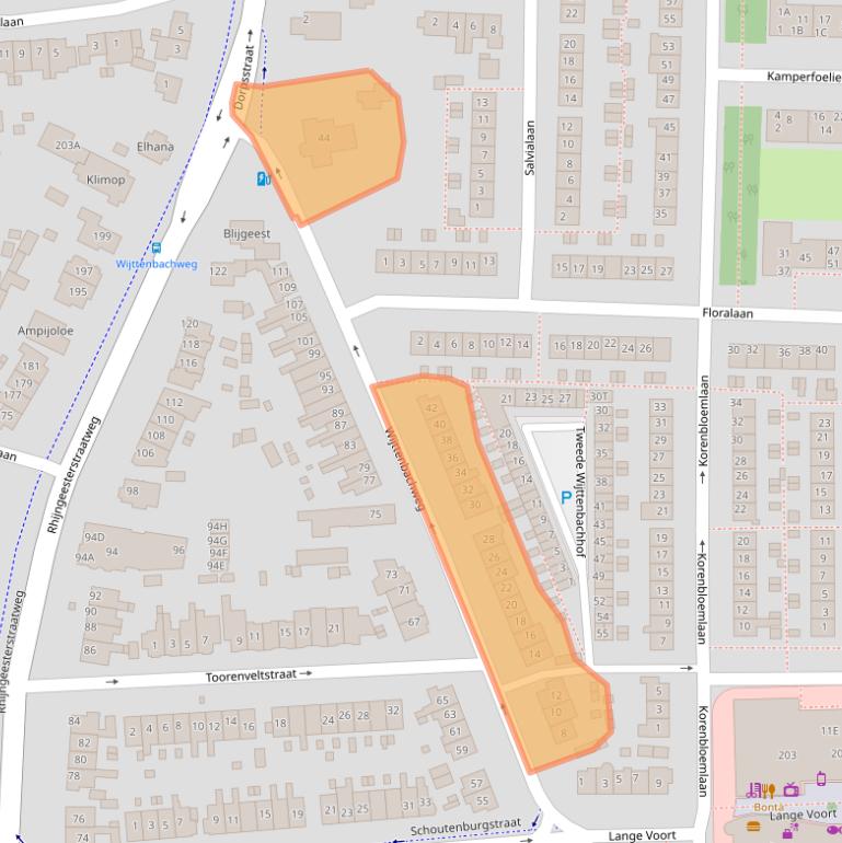 Kaart van postcodegebied 2343XZ.