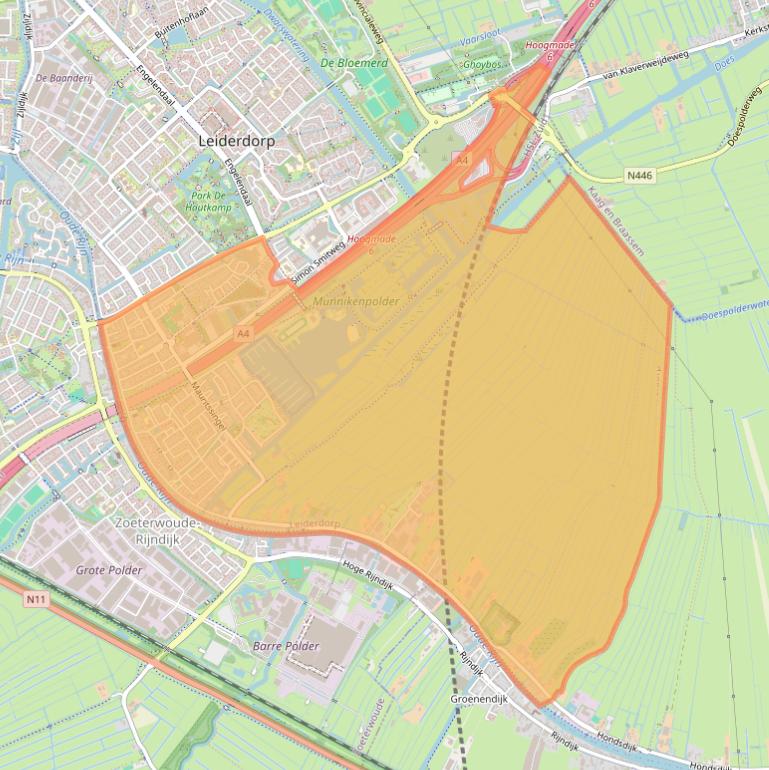 Kaart van postcodegebied 2351.