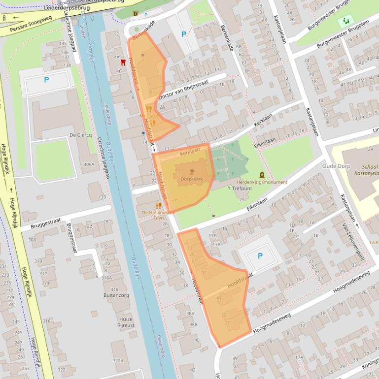 Kaart van postcodegebied 2351AA.