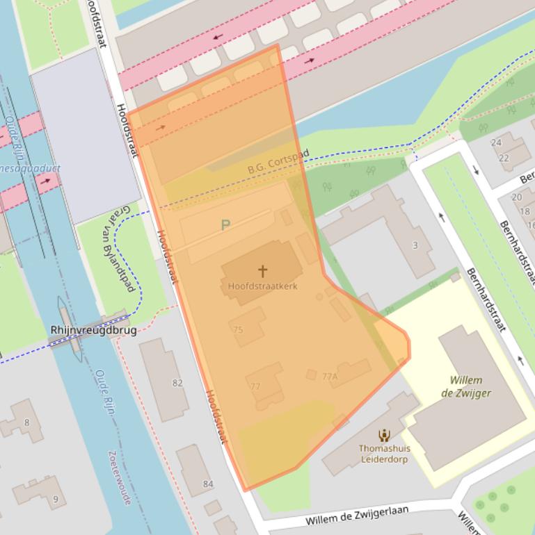 Kaart van postcodegebied 2351AC.