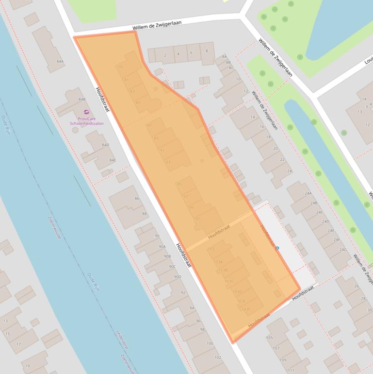 Kaart van postcodegebied 2351AD.