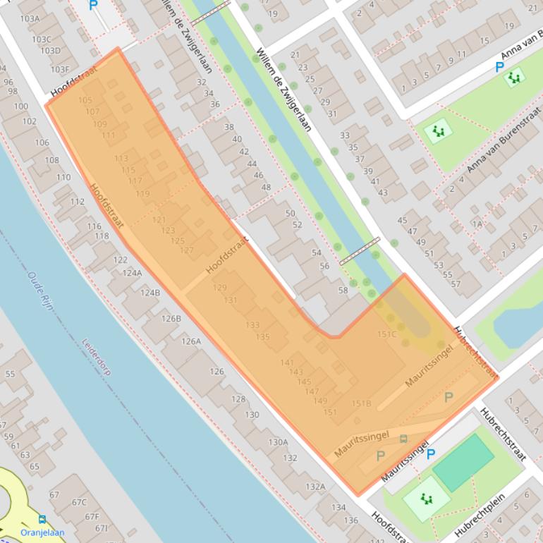 Kaart van postcodegebied 2351AE.