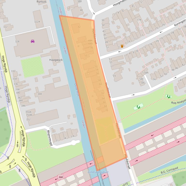 Kaart van postcodegebied 2351AL.