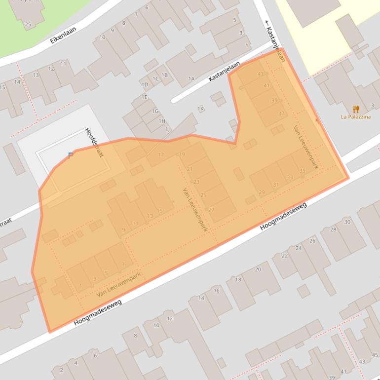 Kaart van postcodegebied 2351CM.