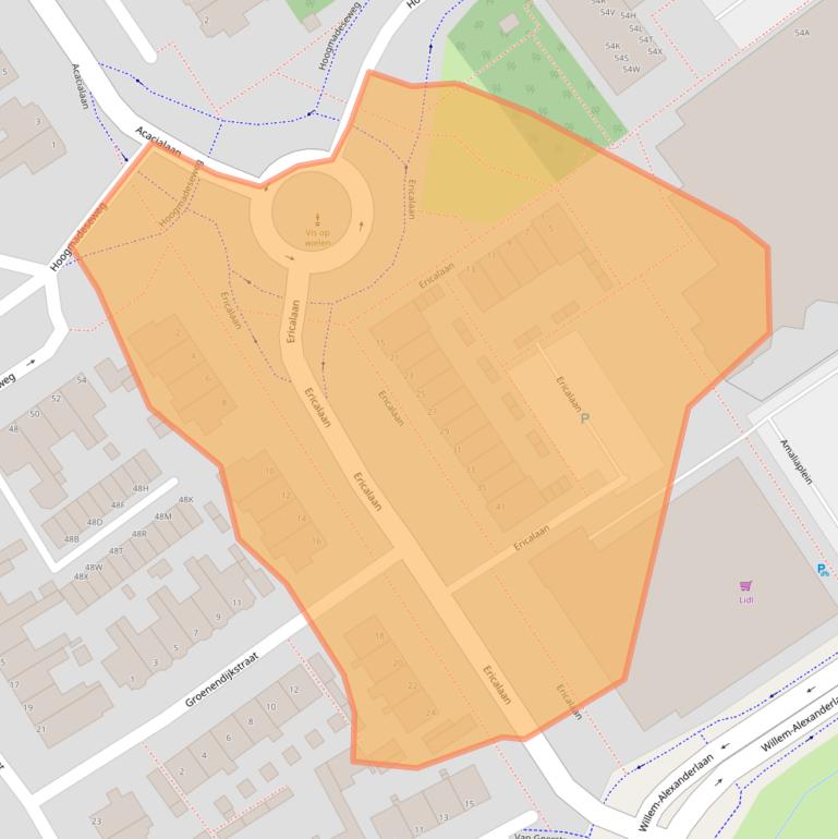 Kaart van postcodegebied 2351CW.