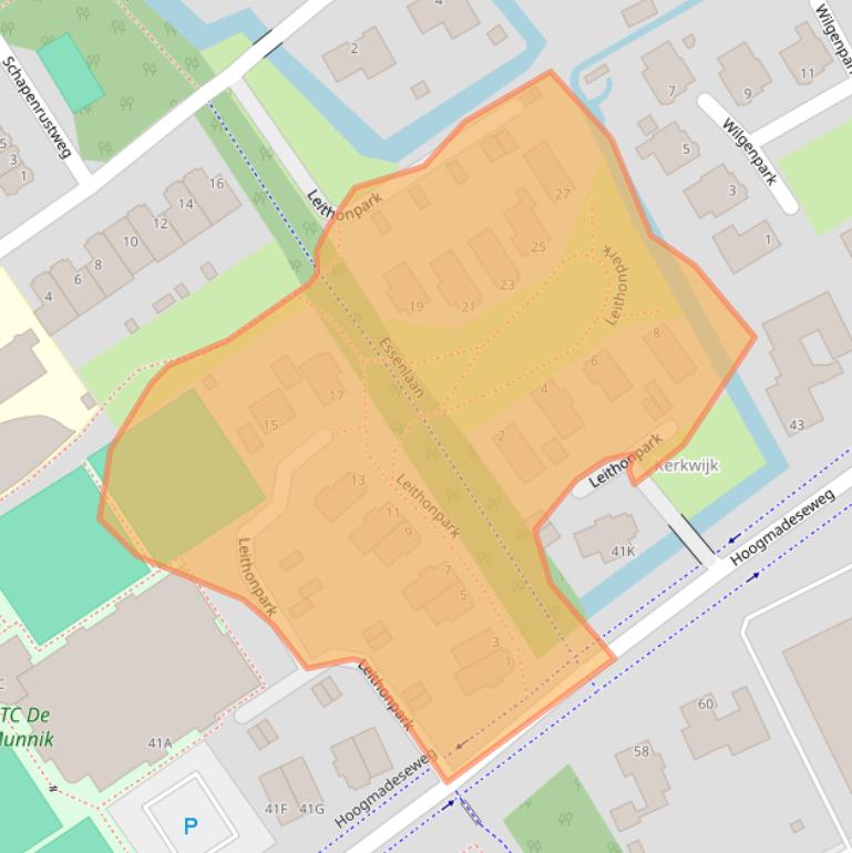 Kaart van postcodegebied 2351DA.