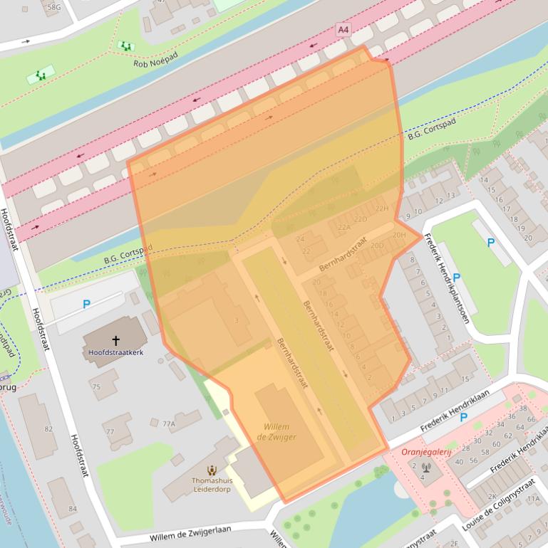 Kaart van postcodegebied 2351GG.