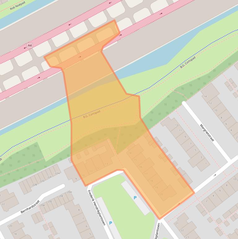 Kaart van postcodegebied 2351GJ.