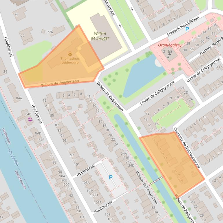 Kaart van postcodegebied 2351RA.