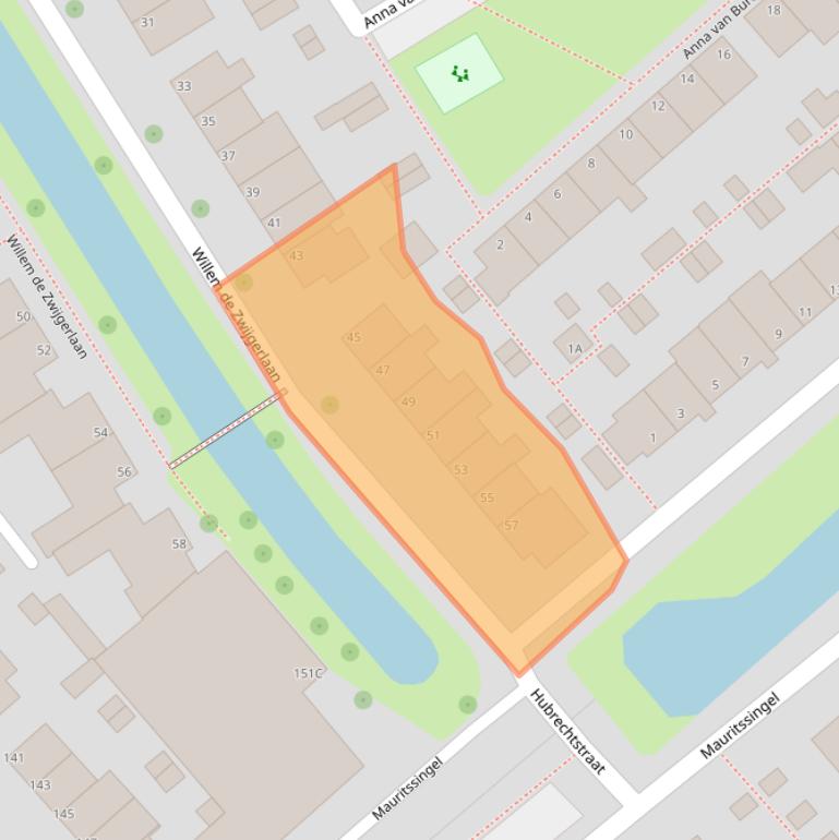 Kaart van postcodegebied 2351RC.