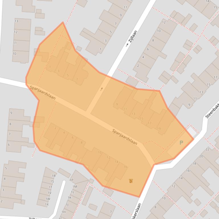 Kaart van postcodegebied 2352AK.