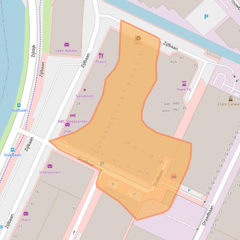 Kaart van postcodegebied 2352AZ.