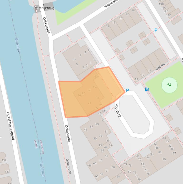 Kaart van postcodegebied 2352BR.