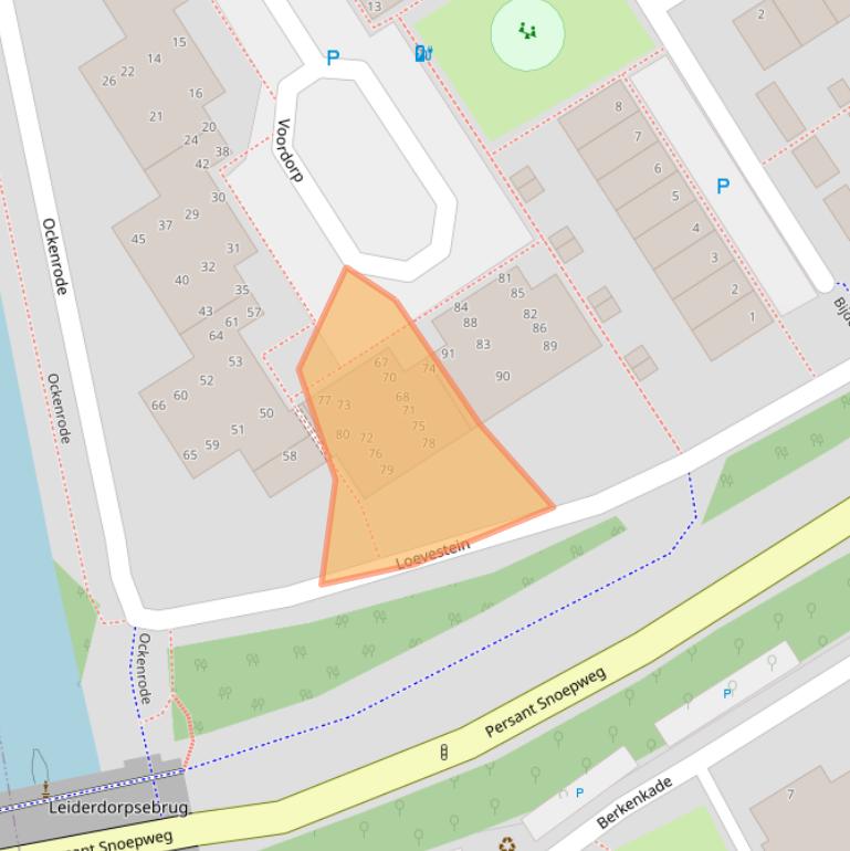 Kaart van postcodegebied 2352BV.