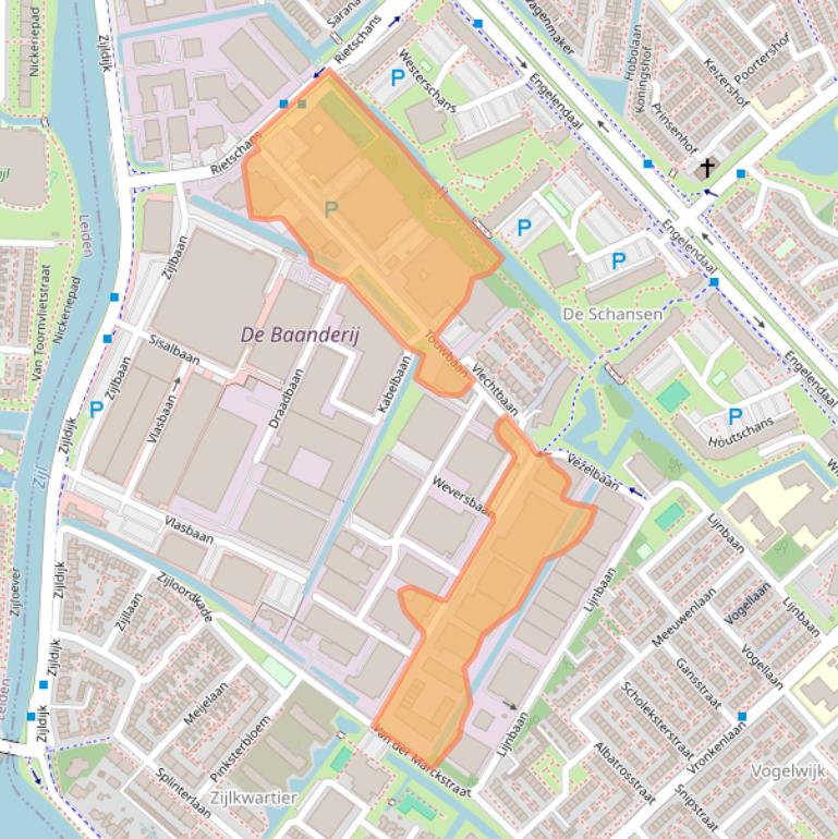 Kaart van postcodegebied 2352CZ.