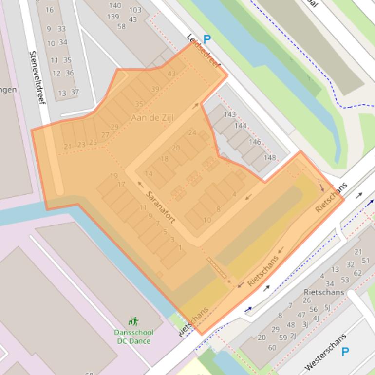 Kaart van postcodegebied 2352DB.