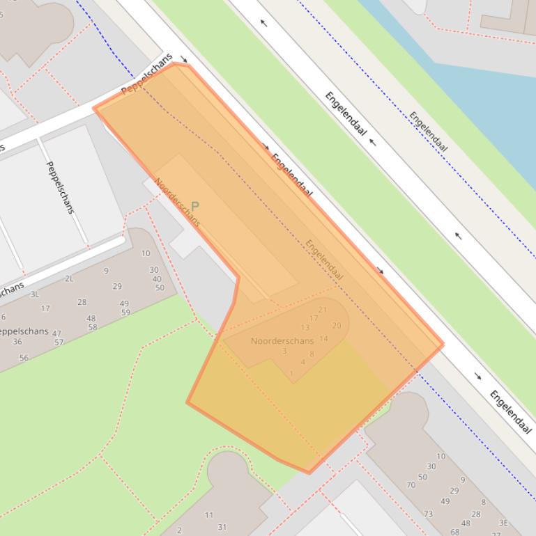 Kaart van postcodegebied 2352DJ.