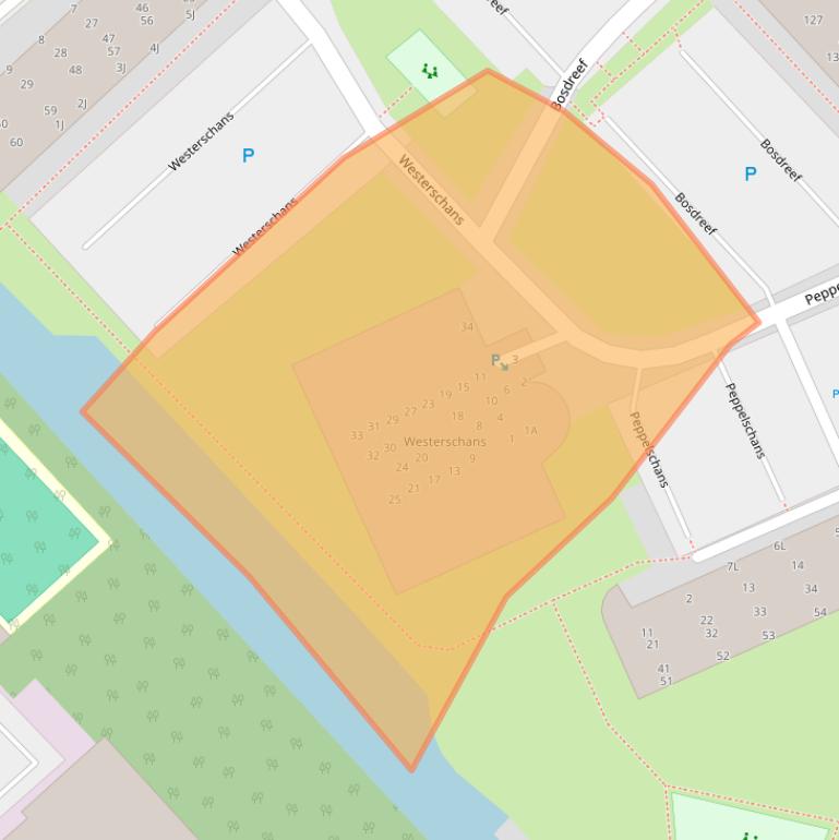 Kaart van postcodegebied 2352DK.