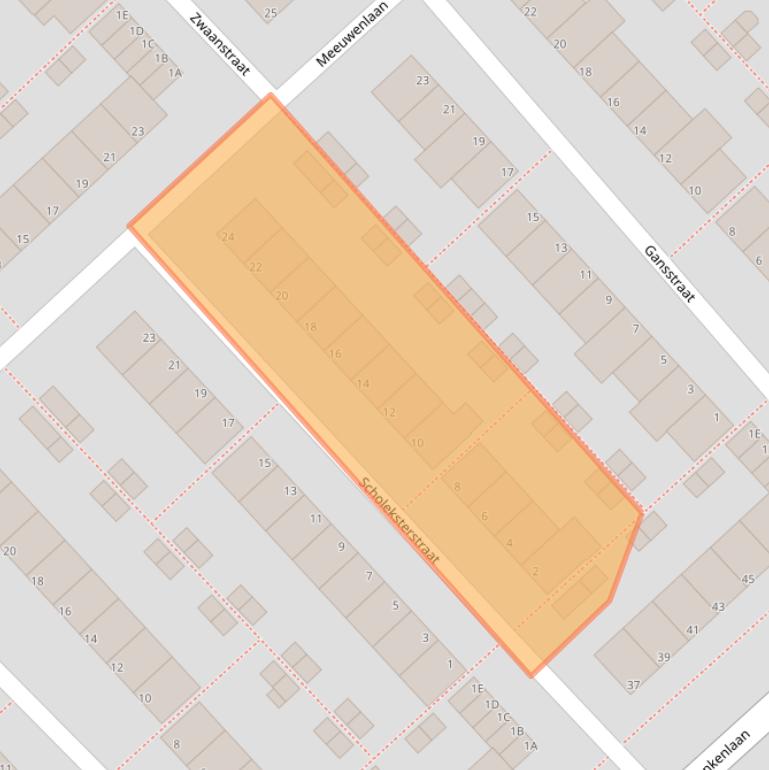 Kaart van postcodegebied 2352EE.