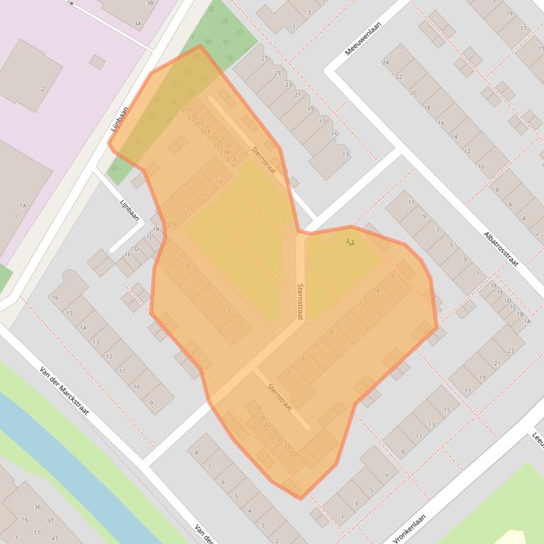 Kaart van postcodegebied 2352EH.