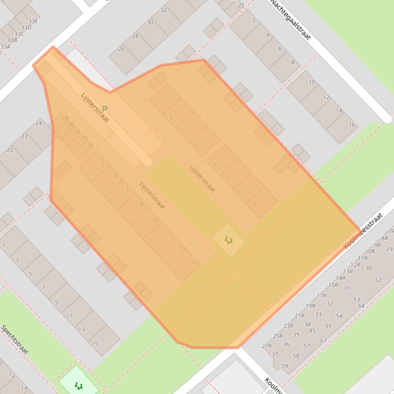 Kaart van postcodegebied 2352EZ.