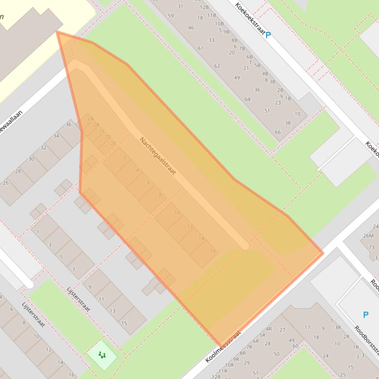 Kaart van postcodegebied 2352GA.