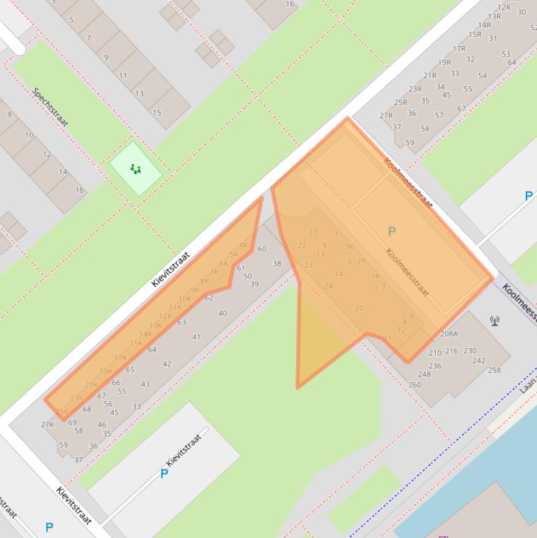 Kaart van postcodegebied 2352HD.