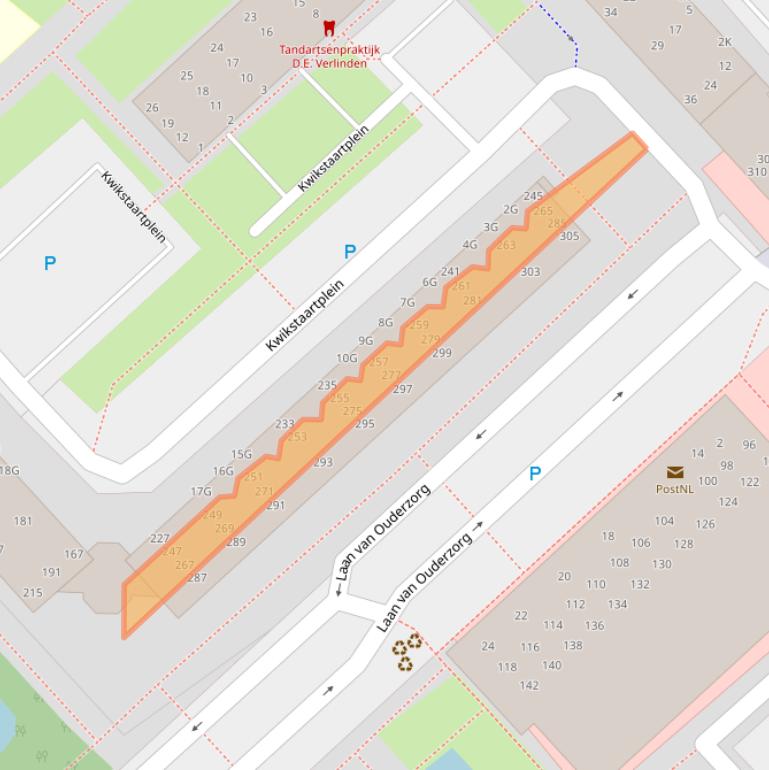 Kaart van postcodegebied 2352HR.