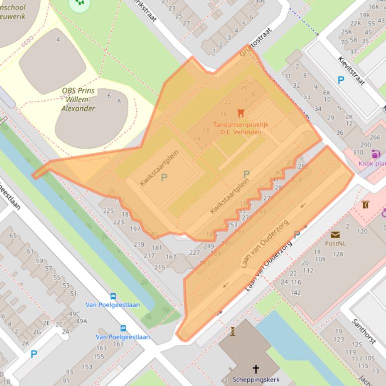 Kaart van postcodegebied 2352HS.