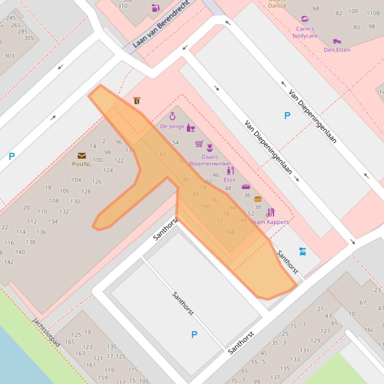 Kaart van postcodegebied 2352HX.