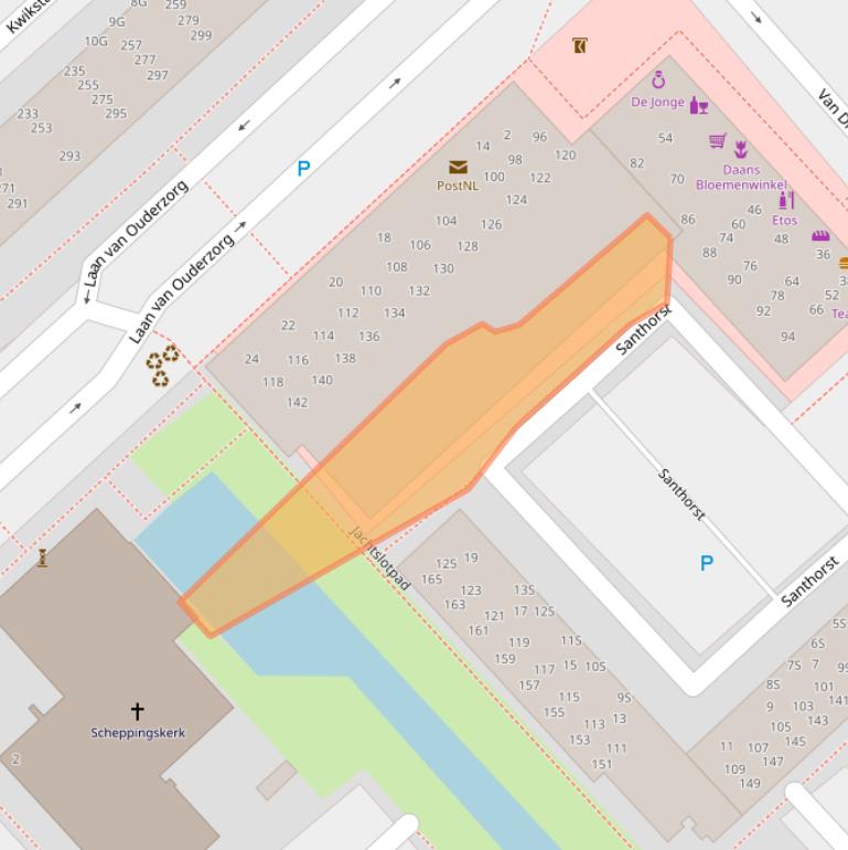 Kaart van postcodegebied 2352HZ.