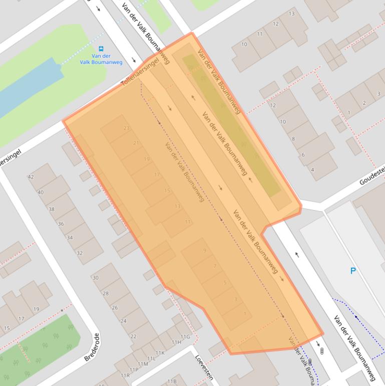 Kaart van postcodegebied 2352JA.