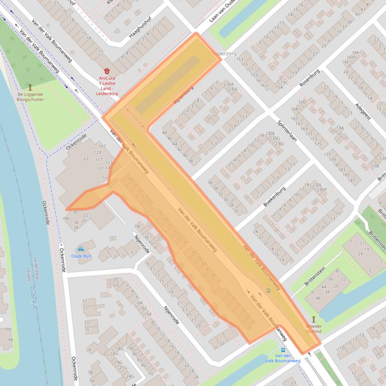Kaart van postcodegebied 2352JB.