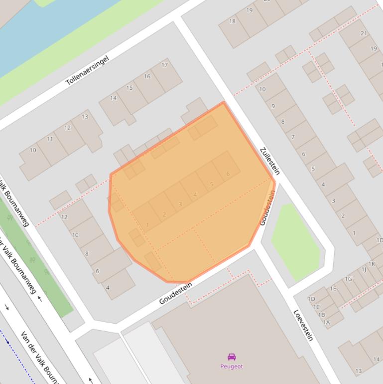 Kaart van postcodegebied 2352JX.