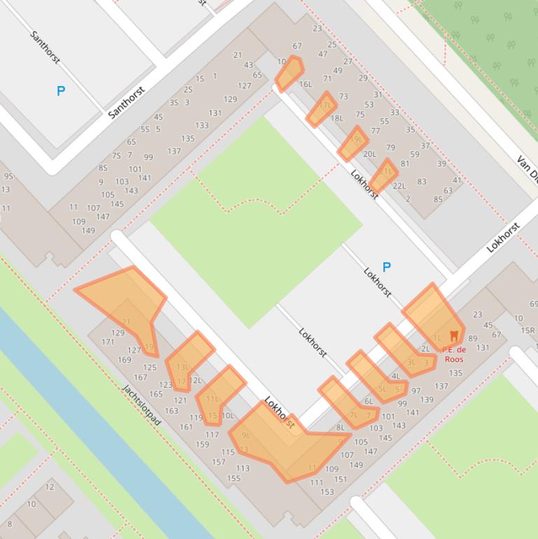 Kaart van postcodegebied 2352KD.