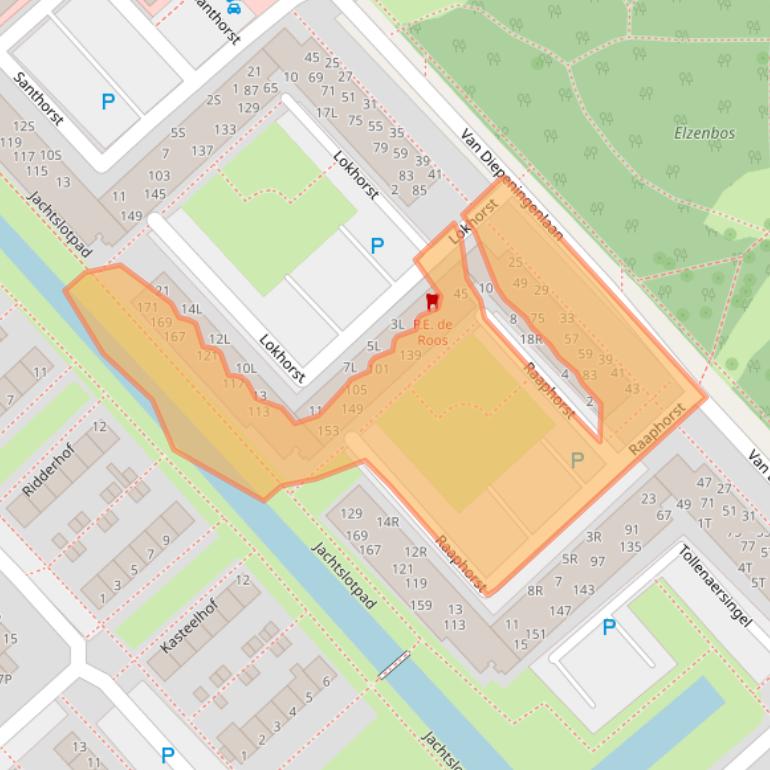 Kaart van postcodegebied 2352KE.