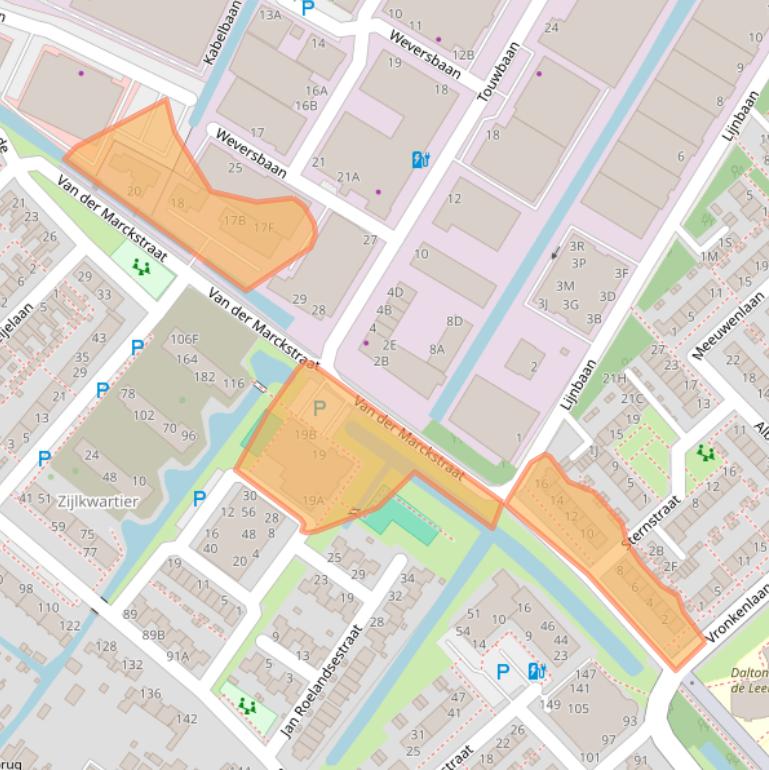 Kaart van postcodegebied 2352RA.