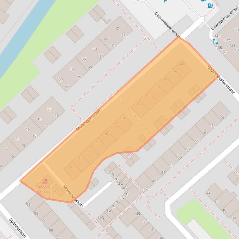 Kaart van postcodegebied 2352RD.
