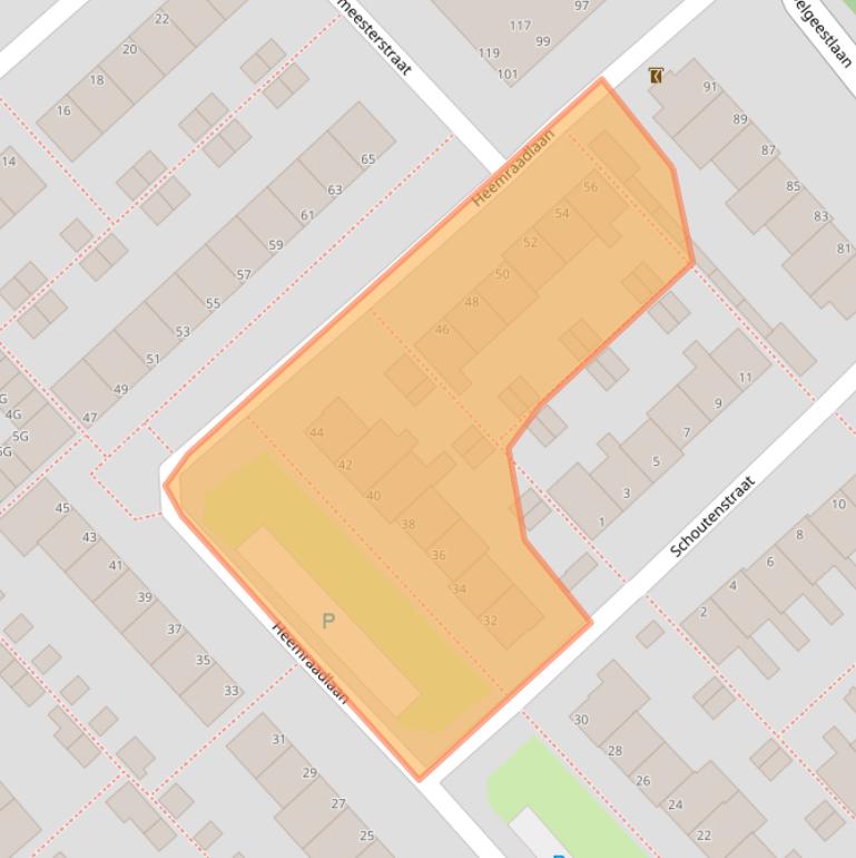 Kaart van postcodegebied 2352RJ.