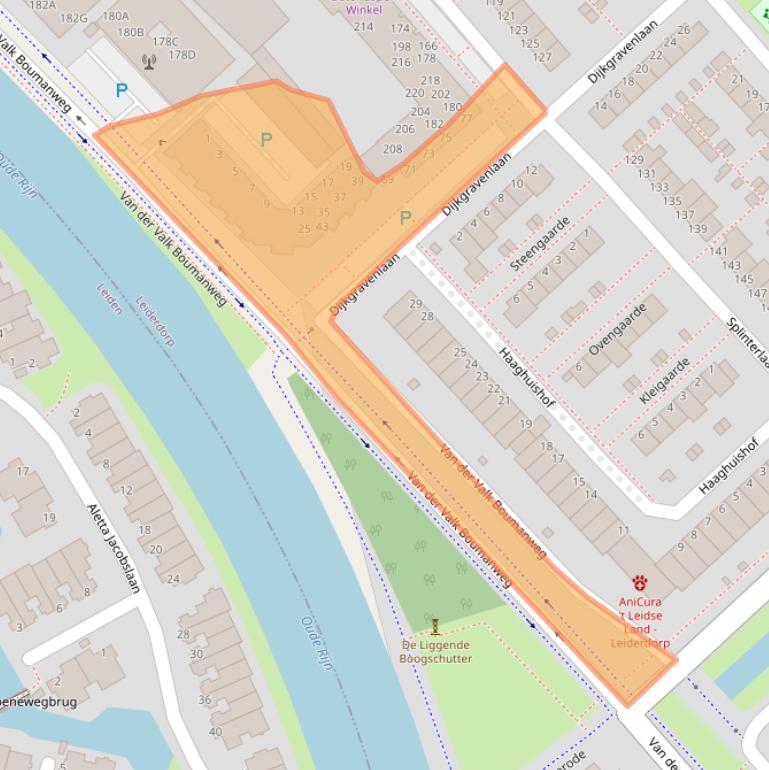 Kaart van postcodegebied 2352RN.