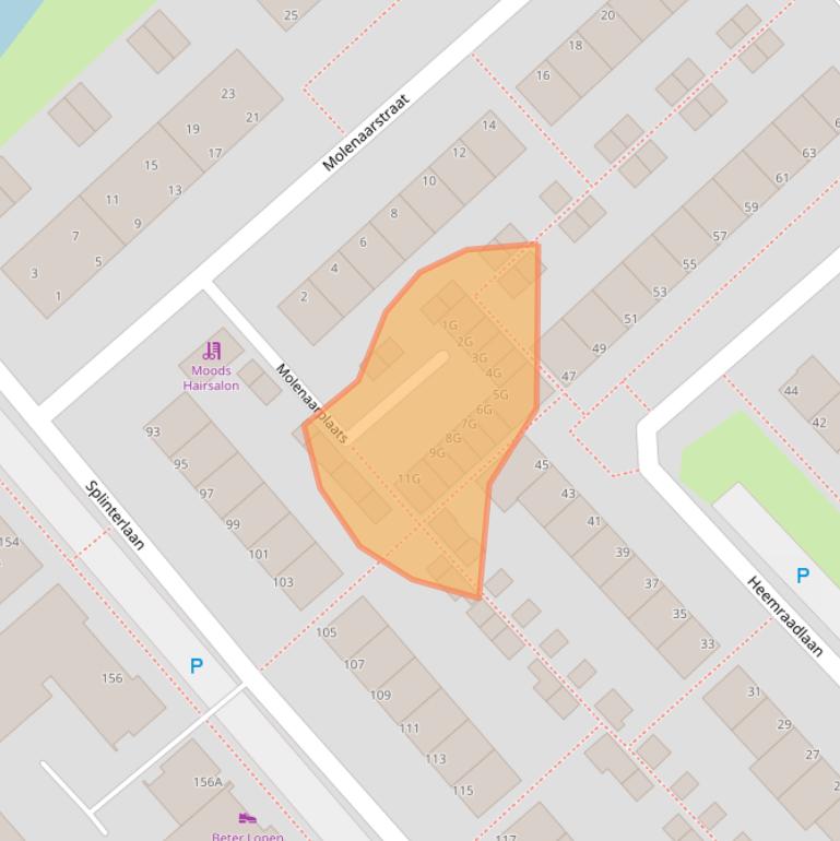 Kaart van postcodegebied 2352RP.