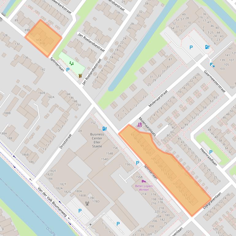 Kaart van postcodegebied 2352SE.