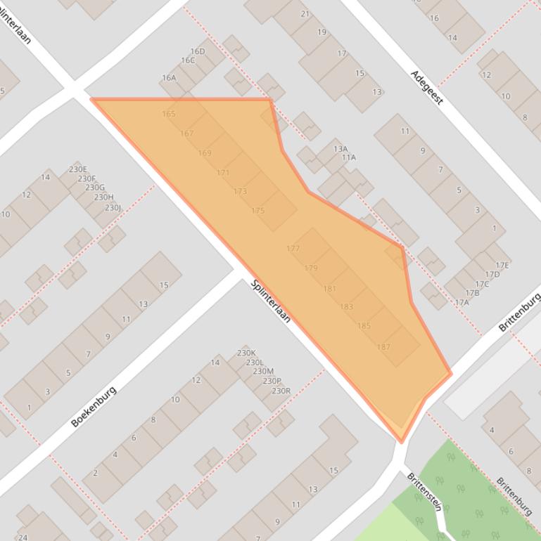 Kaart van postcodegebied 2352SH.