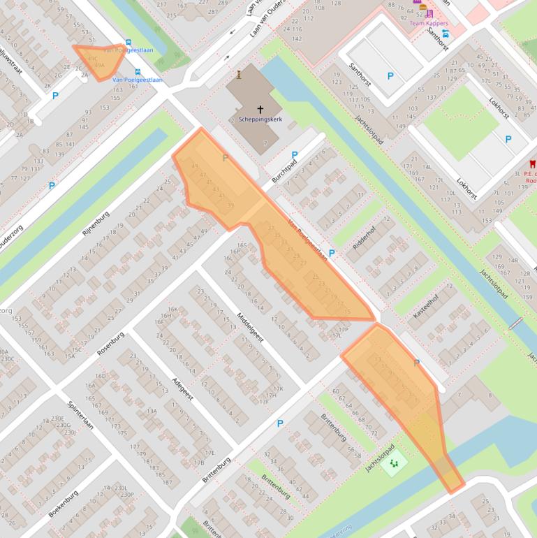 Kaart van postcodegebied 2352TA.